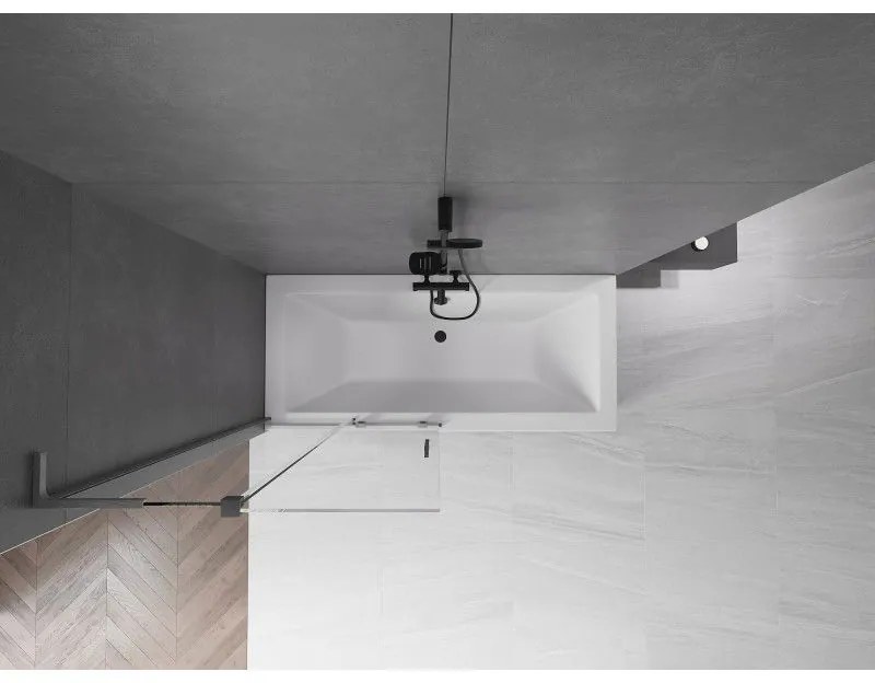 Mexen Velar L, 2-krídlová posuvná vaňová zástena 95 x 150 cm, 8mm číre sklo, brúsený grafit, 896-095-003-01-66