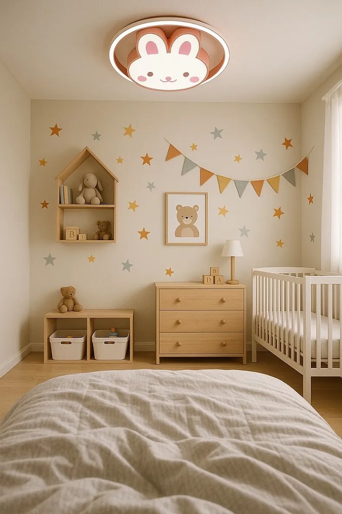 IKO LED stropná lampa s diaľkovým ovládačom – Ružový zajačik