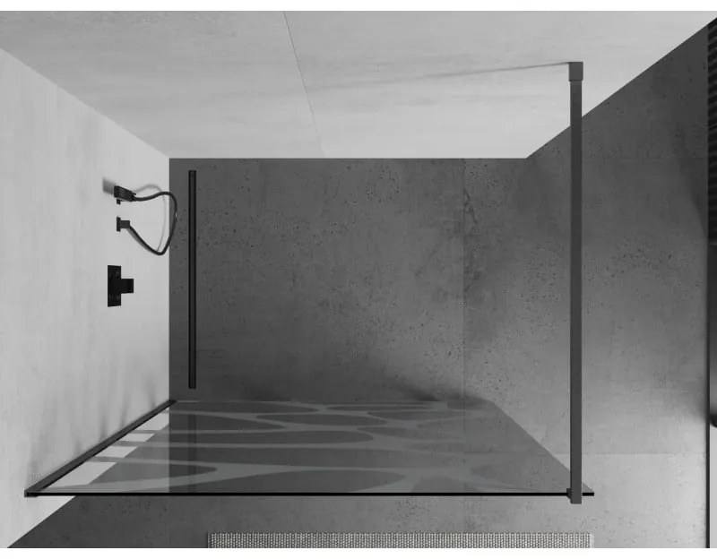 Mexen Kioto, sprchová zástena Walk-In 120 x 200 cm, 8mm číre sklo biely vzor, grafitový profil, 800-120-101-66-97