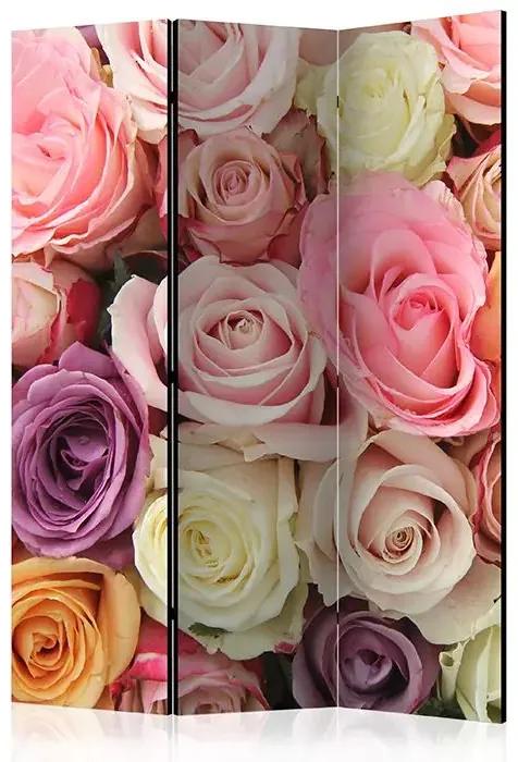 Paraván - Pastel roses [Room Dividers] Veľkosť: 135x172, Verzia: Akustický