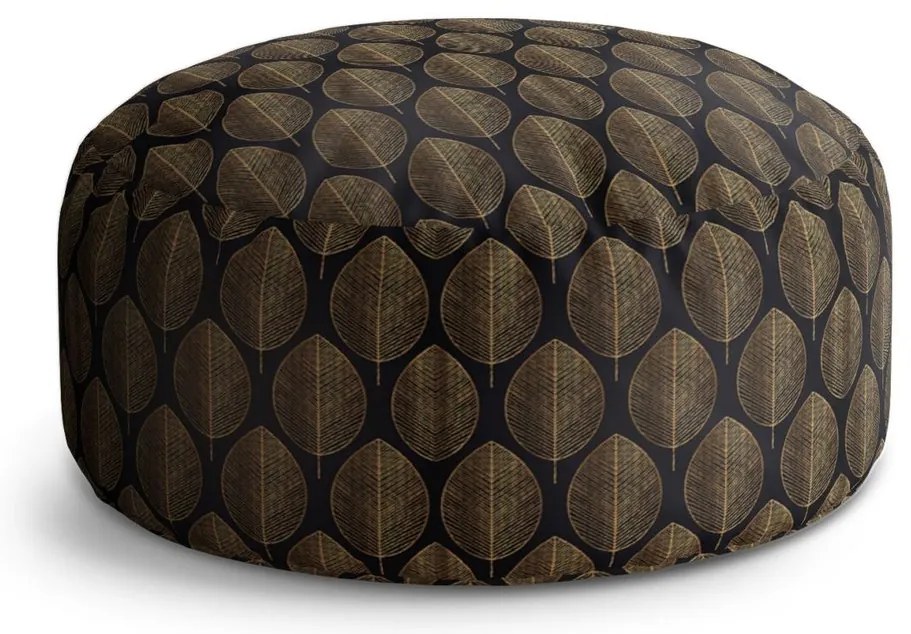 Taburet Circle zlaté listy, čierna / zlatá