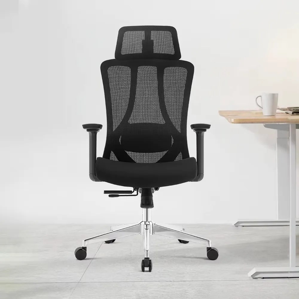 Kancelárska ergonomická stolička Neoseat TIYA — sieť / látka, čierna, nosnosť 150 kg