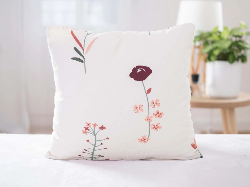 Bavlnená obliečka na vankúšik Renforcé 40 × 40 cm – Vlčie maky bežové L02