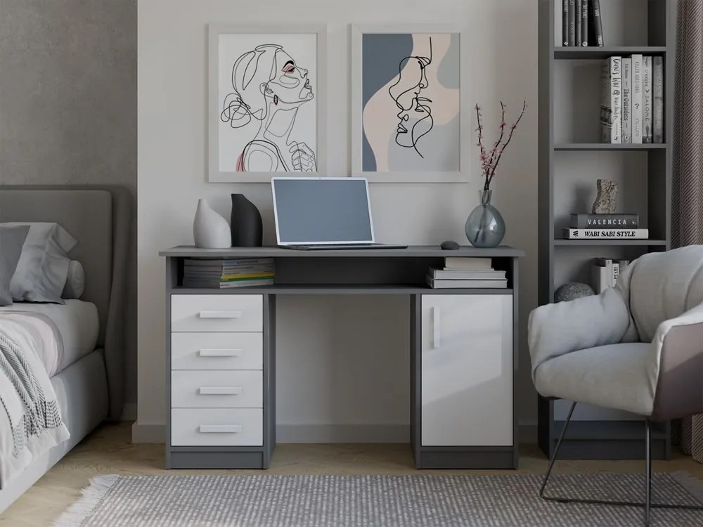 Písací stôl ADA 125 cm antracit/biely