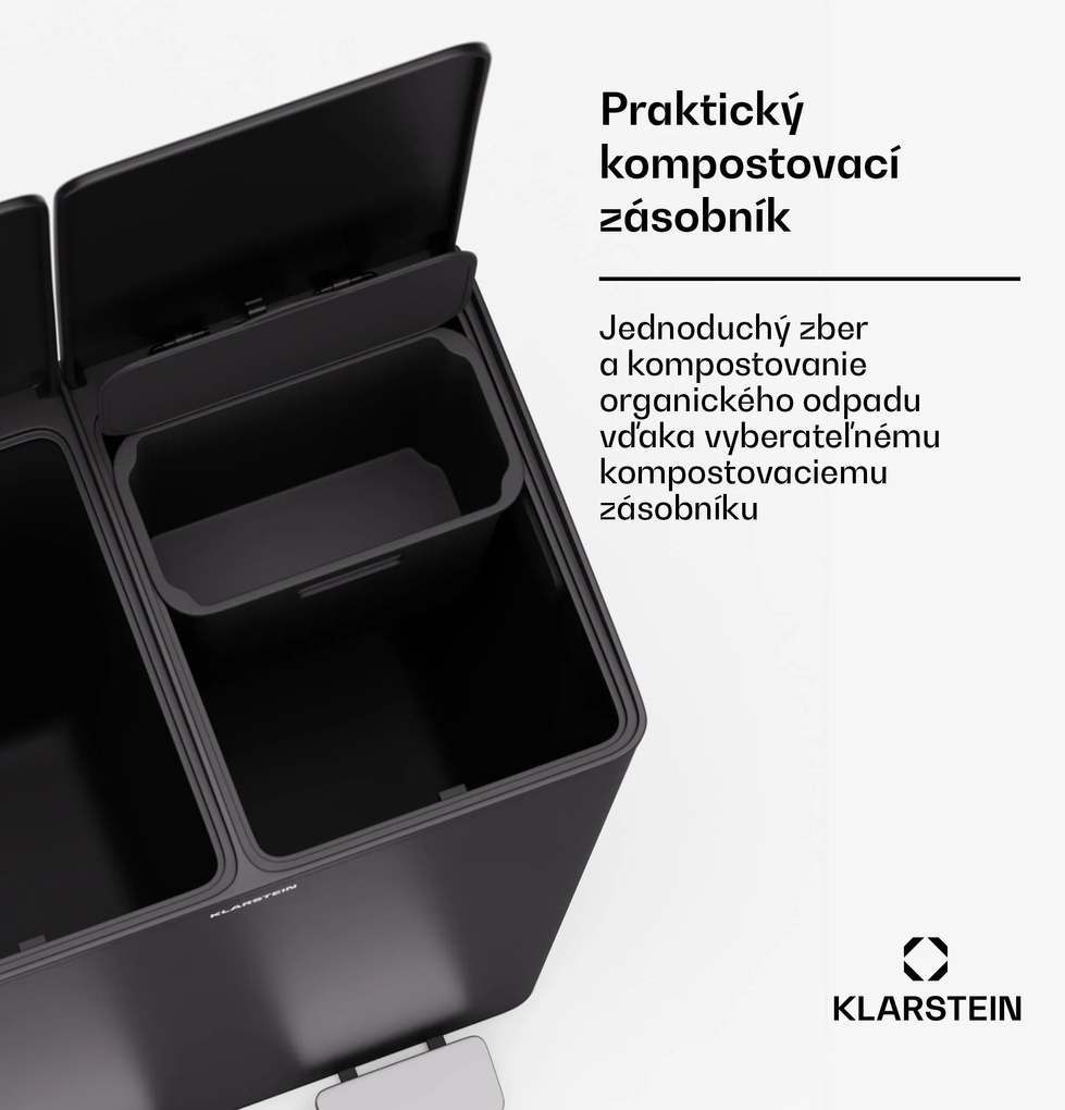 Klarstein EcoVista, odpadkový kôš s kompostérom, 60 l + 3 l/kôš + kompostér, Soft-Close
