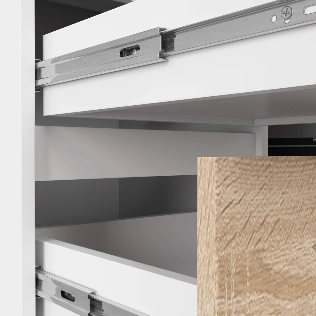 Rohový písací stôl B20 155 cm bílý/dub sonoma levý