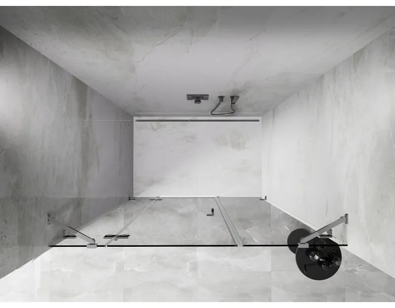 Mexen Lunar, ľavé otočné sprchové dvere 150 cm, číre sklo, chrómový profil, 834S-150-050-01-00-L