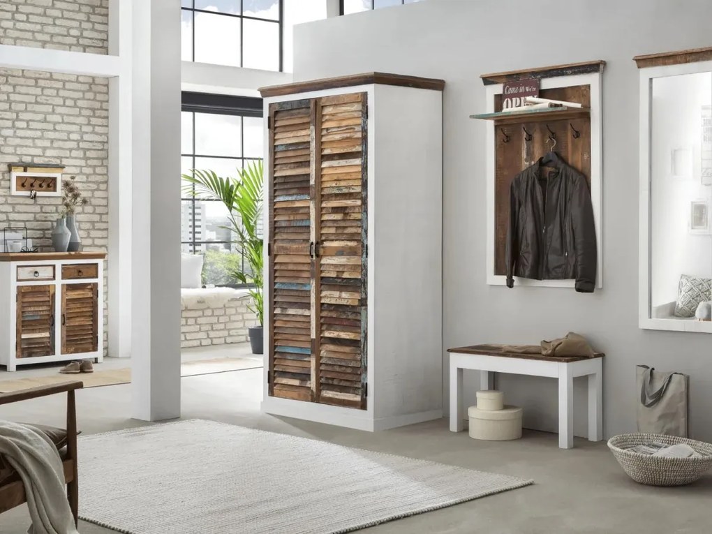 furniture-nabytek.cz - Masívne zrkadlo Perano z recyklovaného dreva, lakované, biele / farebné – 50×4×140 cm