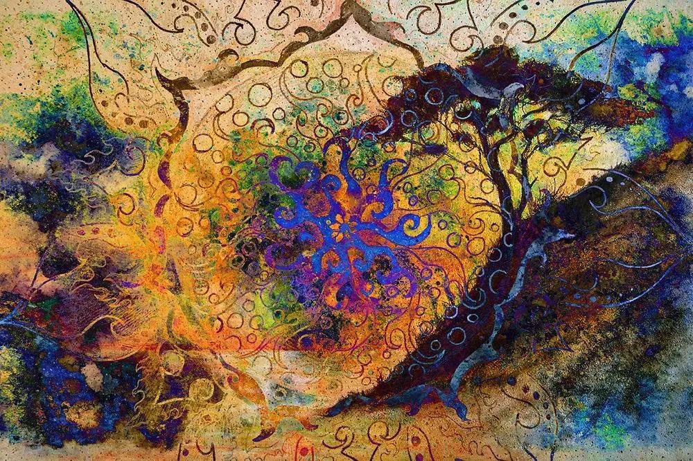 Samolepiaca tapeta zaujímavá kvetina na abstraktnom pozadí