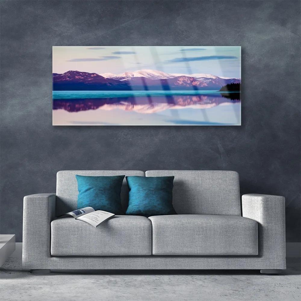 Obraz plexi Hory jazero príroda 125x50 cm