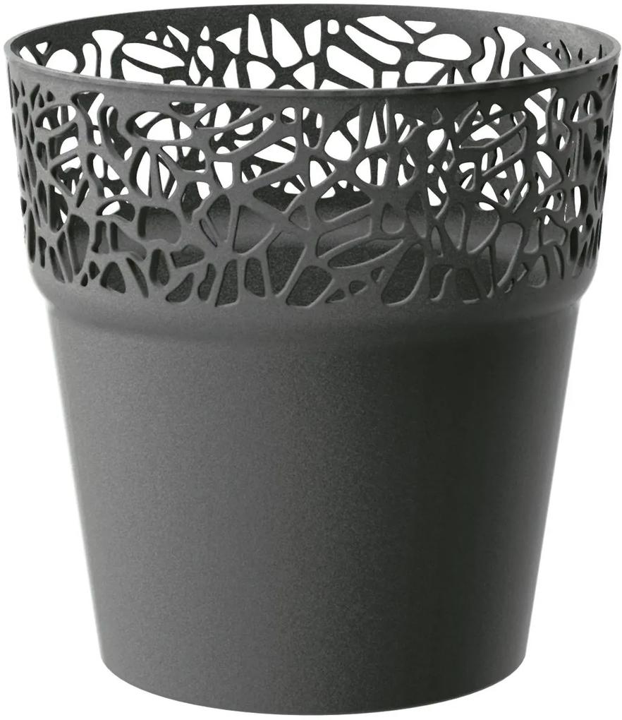 Prosperplast Naturo Kvetináč s čipkou 12 cm, grafit DNAT120