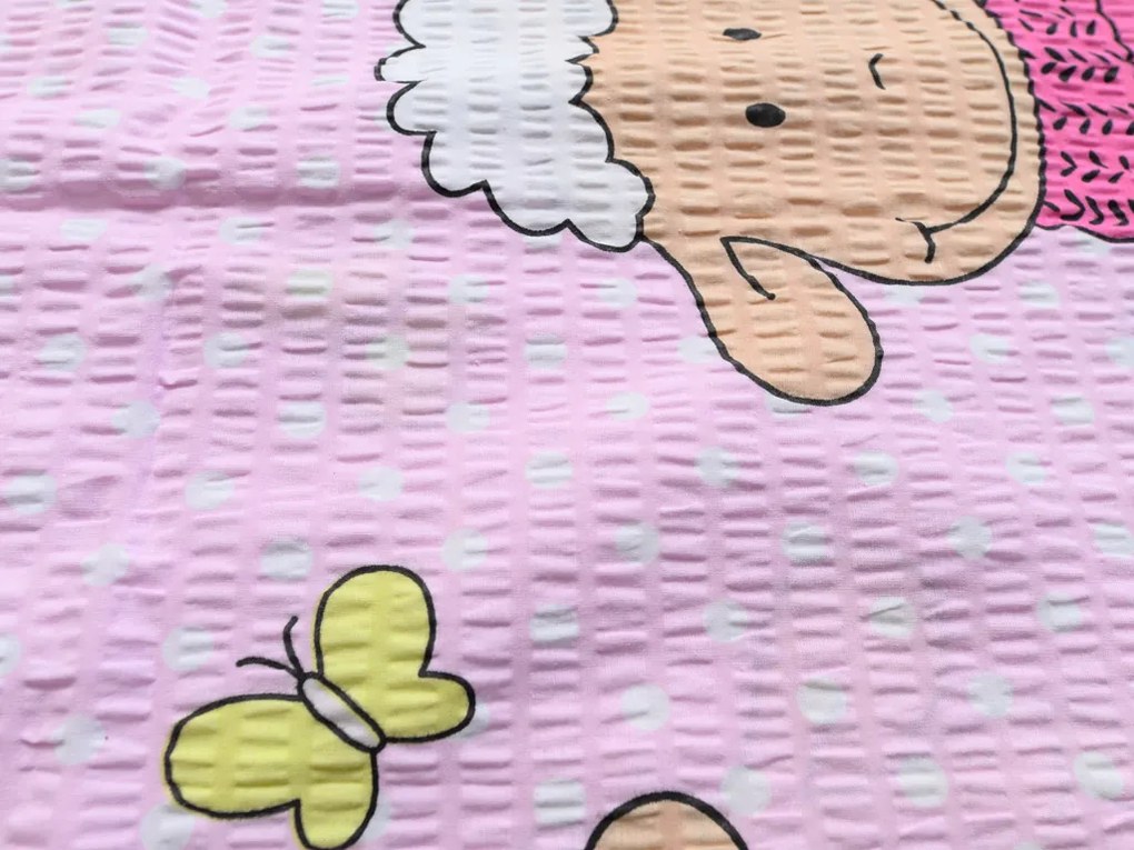 Krepové obliečky do postieľky OVEČKY ružové Rozmer obliečky: 45 x 65 cm | 90 x 135 cm