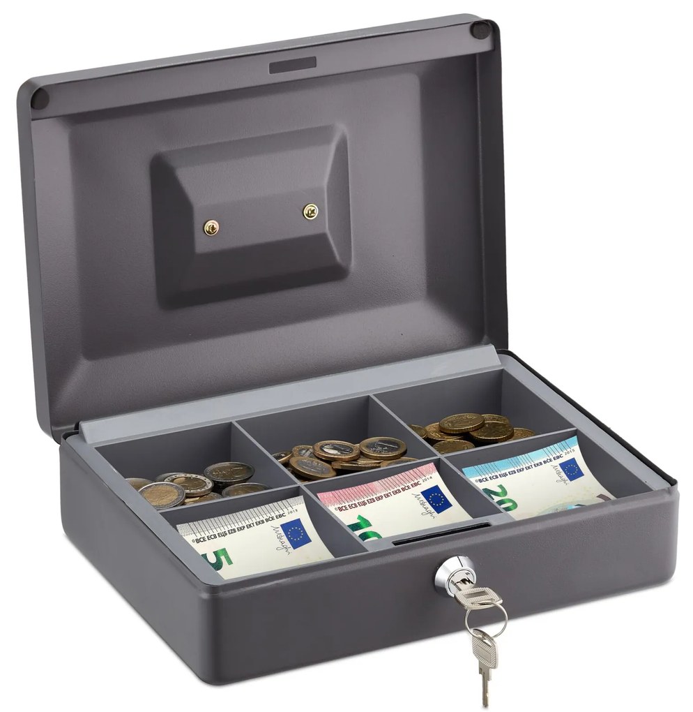 Pokladnička s 2 kľúčmi RD47848, sivá