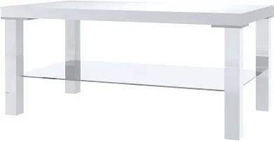 Biely konferenčný stolík 90 x 45 cm so sklenenou policou