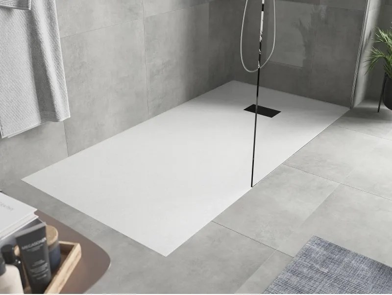 Mexen Hugo, obdĺžniková sprchová vanička SMC 170 x 90 cm, biela, čierna krytka, 42109017-B