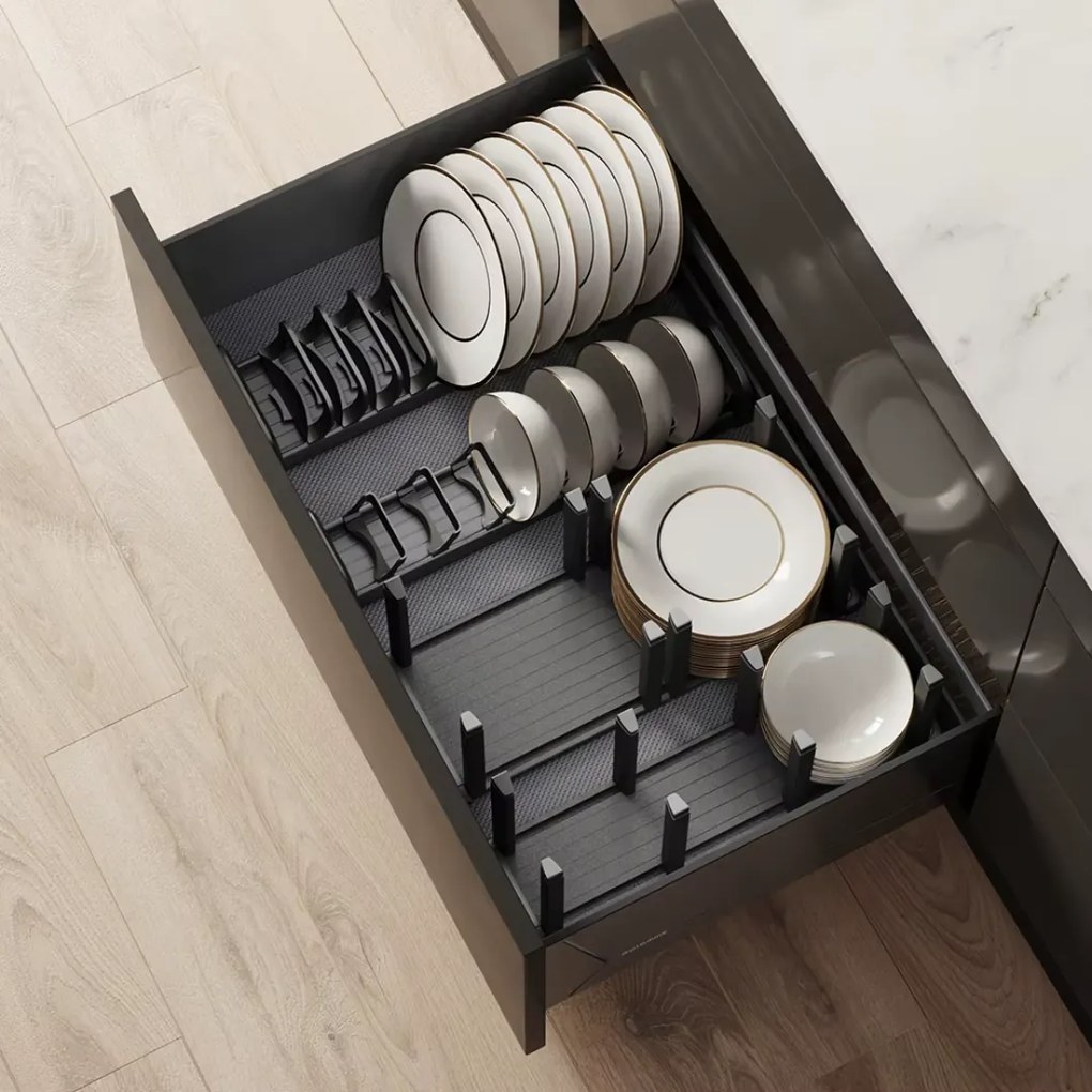 IN-DURO Držiak a odkvapkávač na taniere STRIPES, 15,8 x 47 x 5,8 cm, antracit