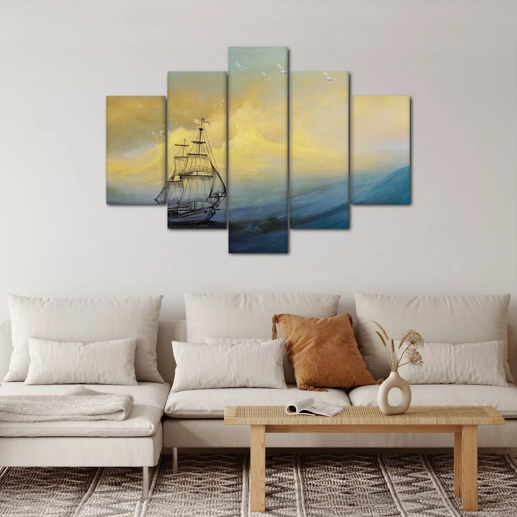 Obraz - Maľba lode na mori (150x105 cm)