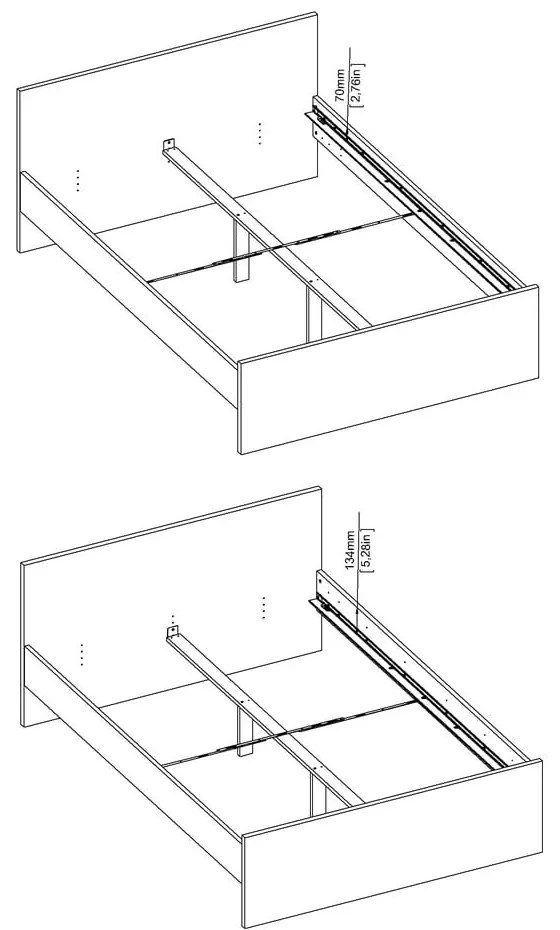 Biela dvojlôžková posteľ z drevotriesky bez roštu 140x200 cm Naia – Tvilum