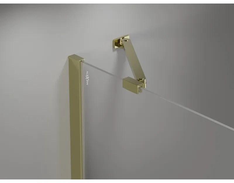Mexen Mist-H Duo, 2-krídlový výklopný sprchový kút 115 x 115 cm, číre sklo, zlatý lesklý profil, 8A5-115L-115P-50-00