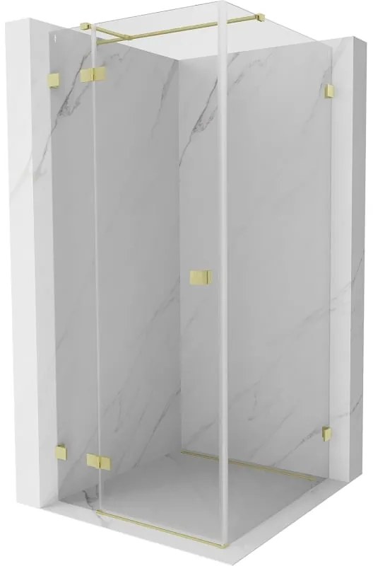 Mexen Lunar T, sklápací sprchový kút ľavý 120 x 120 cm, 8mm číre sklo, zlatý kartáčovaný - 834T-120-120-55-00-L