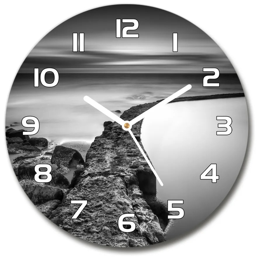 Sklenené hodiny okrúhle Kamenná pláž pl_zso_30_f_86464123