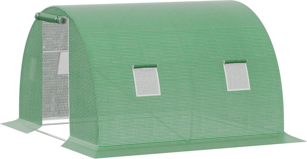 Outsunny Polytunnel Záhradný Skleník 3 x 3 m so 4 oknami a ochranou proti mrazu | Aosom