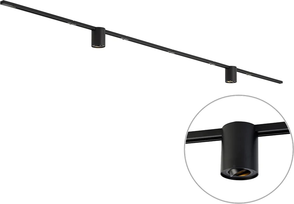 Moderný koľajnicový systém čierny s 2 reflektormi 1-fázový - Iconic Rondoo Up