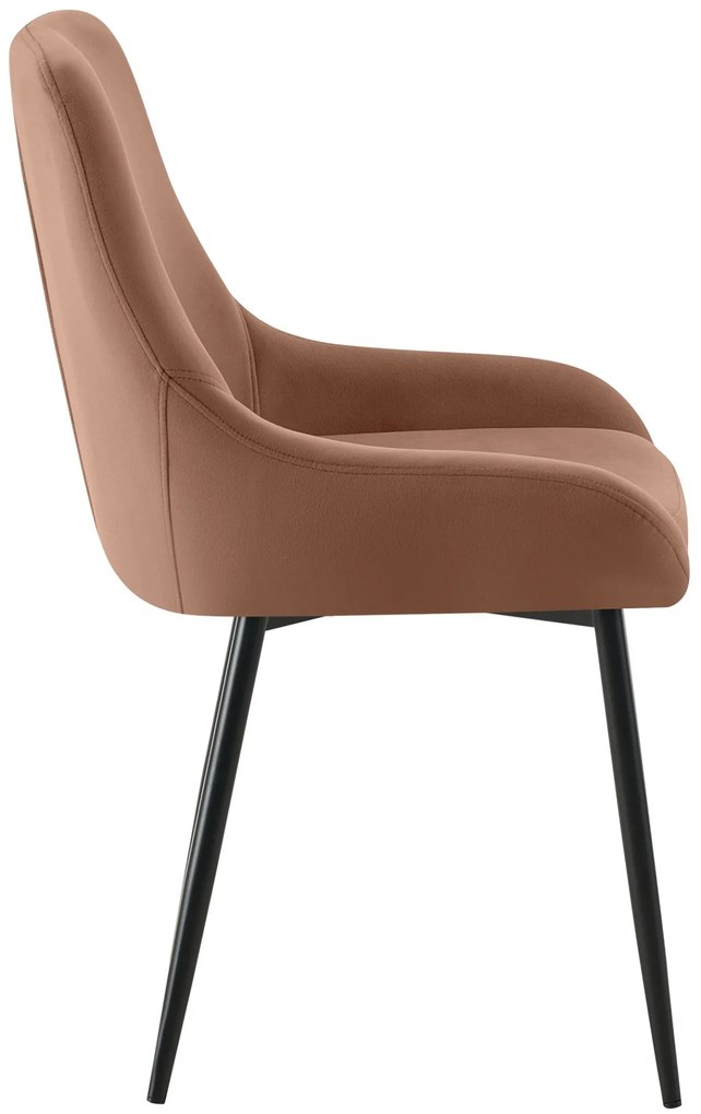 Jedálenská stolička Elmira - zamat, čierny rám - Hnedá