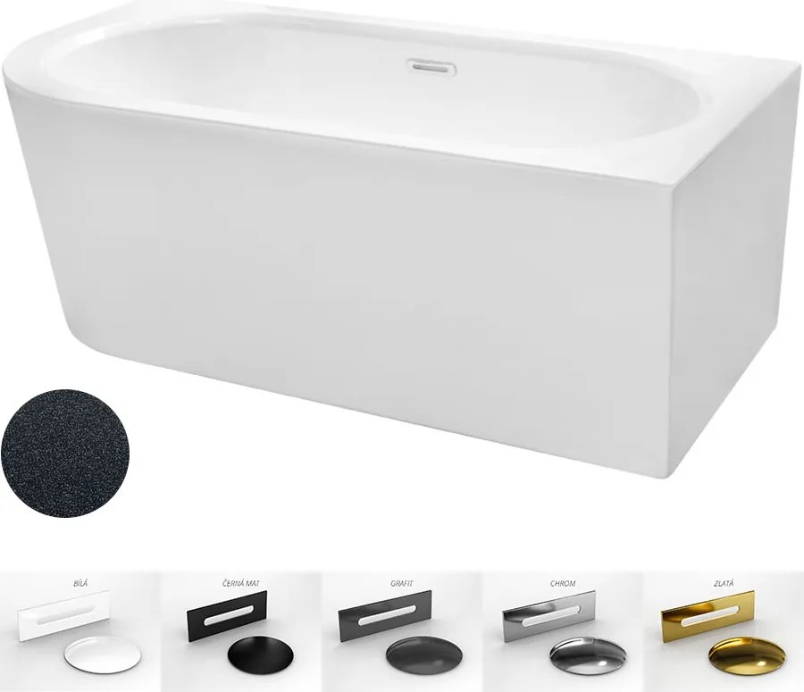 Besco Akrylátová voľne stojaca vaňa Avita A-Line Glam G CC/SP 150x75 (160x75, 170x75), s prepadom BESCO-Typ výpuste: Alcaplast Click-Clack so štrbino…
