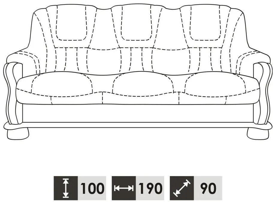 Kožená sedacia súprava Roma 3N+1+1 - drevo D3 / hnedá (S42)