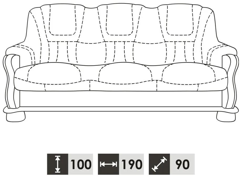 Kožená sedacia súprava s rozkladom Roma 3R+1+1 - drevo D3 / hnedá (S42)