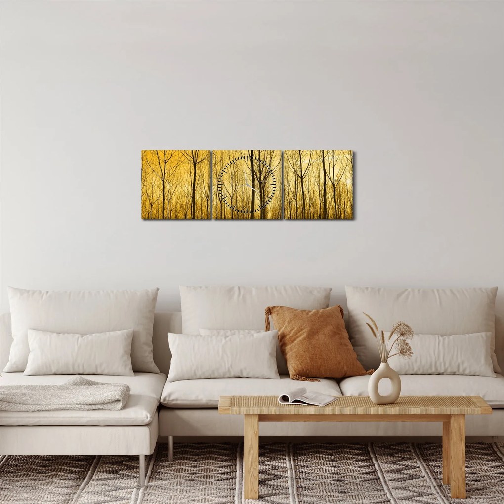 Obraz - Plantáž stromov (s hodinami) (90x30 cm)