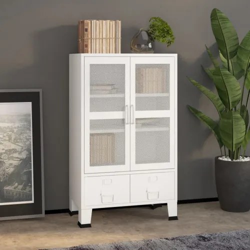 vidaXL Industriálna skladovacia skrinka biela 70x40x115 cm kovová-
