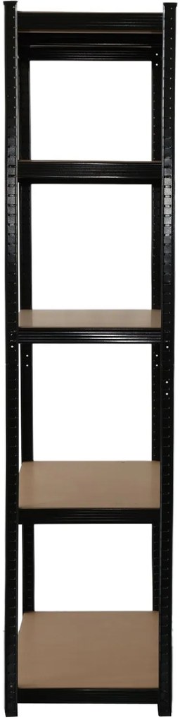 Kovový regál BestBerg BBMS-30B / 120 x 180 x 45 cm / 5 políc / čierna / hnedá