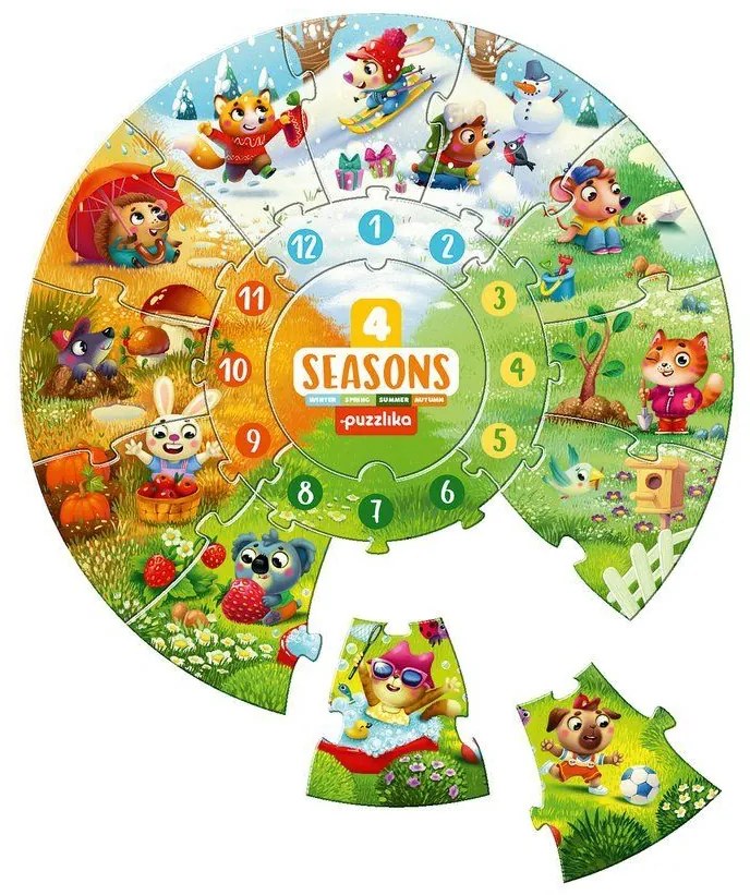 Puzzlika 15238 Štyri ročné obdobia - vzdelávacie puzzle 17 dielikov