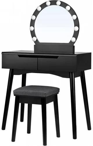 Toaletný stolík so svietidlami - čierny