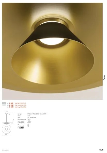 Redo 01-3003 - LED luster na lanku FARGO LED/16,5W/230V pr. 50 cm béžová/biela