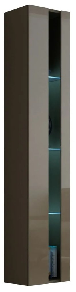 Vitrína 180 Zigo New, Osvetlenie: osvetlenie LED RGB - farebné, Farby: biela / biely lesk