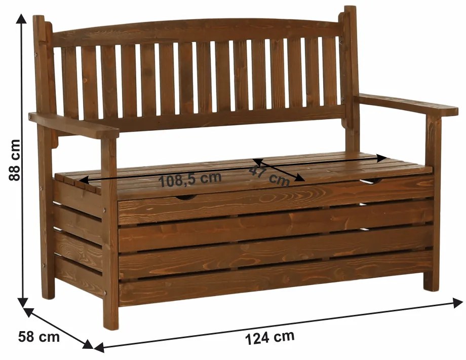 Záhradná lavička 124 cm Dina (hnedá). Vlastná spoľahlivá doprava až k Vám domov. 1016525