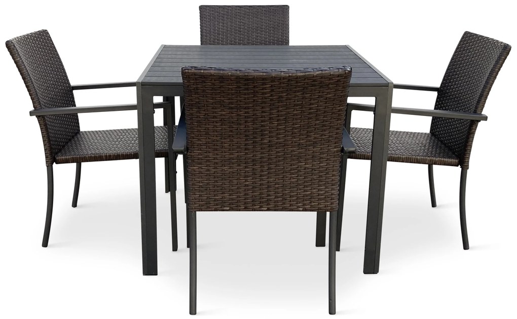Záhradný jedálenský set Viking M + 4x ratanová stolička Wicker Pat