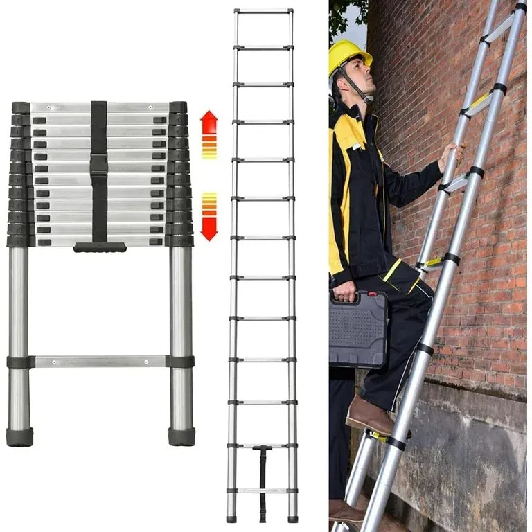 Stabilný teleskopicky hliníkový rebrík 5M
