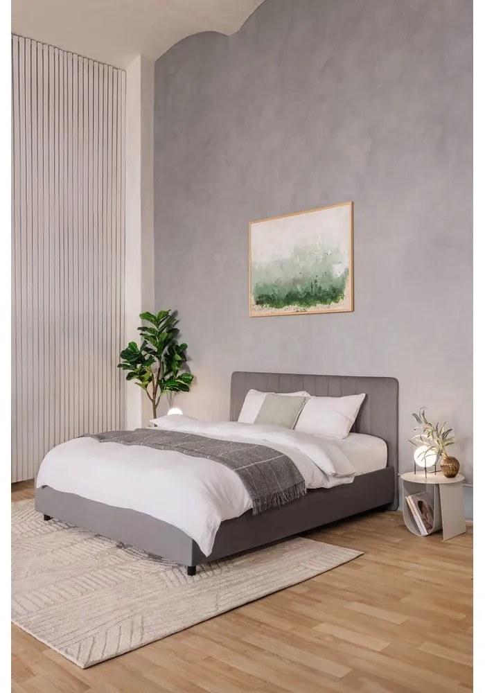 Sivá čalúnená dvojlôžková posteľ s úložným priestorom s roštom 180x200 cm Myra Slim Line – Bonami Selection