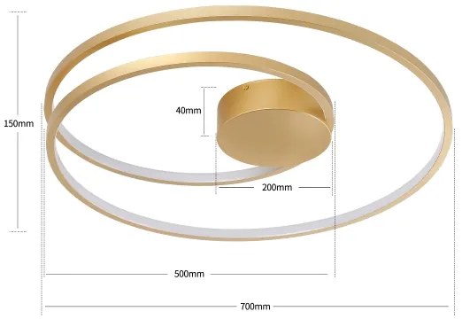 Brilagi- LED stmievateľné stropné svietidlo TWISTER LED/75W/230V pr. 70 cm zlaté + diaľkové ovládanie