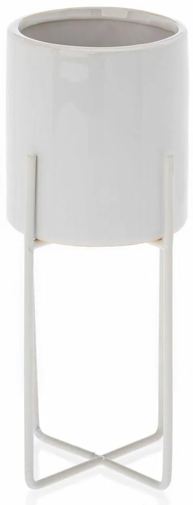 KERAMICKÝ KVETINÁČ SO STOJANOM FLORRI 23,5X10,5 CM BIELA