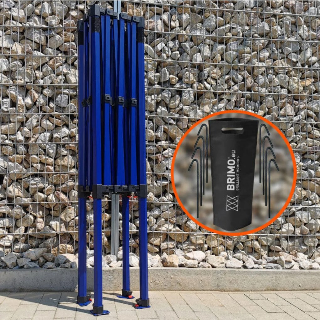 BRIMO Rýchlorozkladací stánok 2x3 m (3 steny): Oceľová pevnosť pre trhovníkov - s 3 stenami - Modrá 21