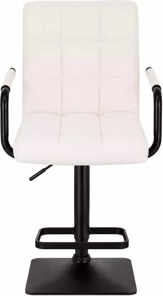 LuxuryForm DESIGN Barová stolička VERONA BLACK na čiernej hranatej podstave - biela