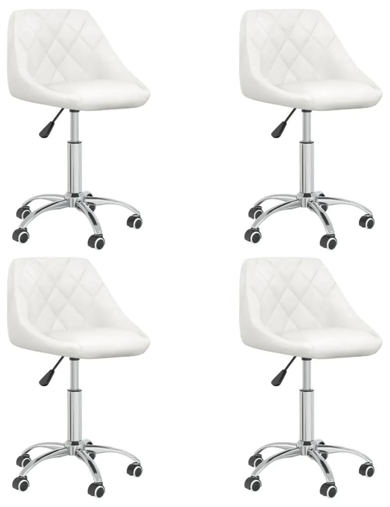 Otočné jedálenské stoličky 4 ks biele umelá koža 3088665