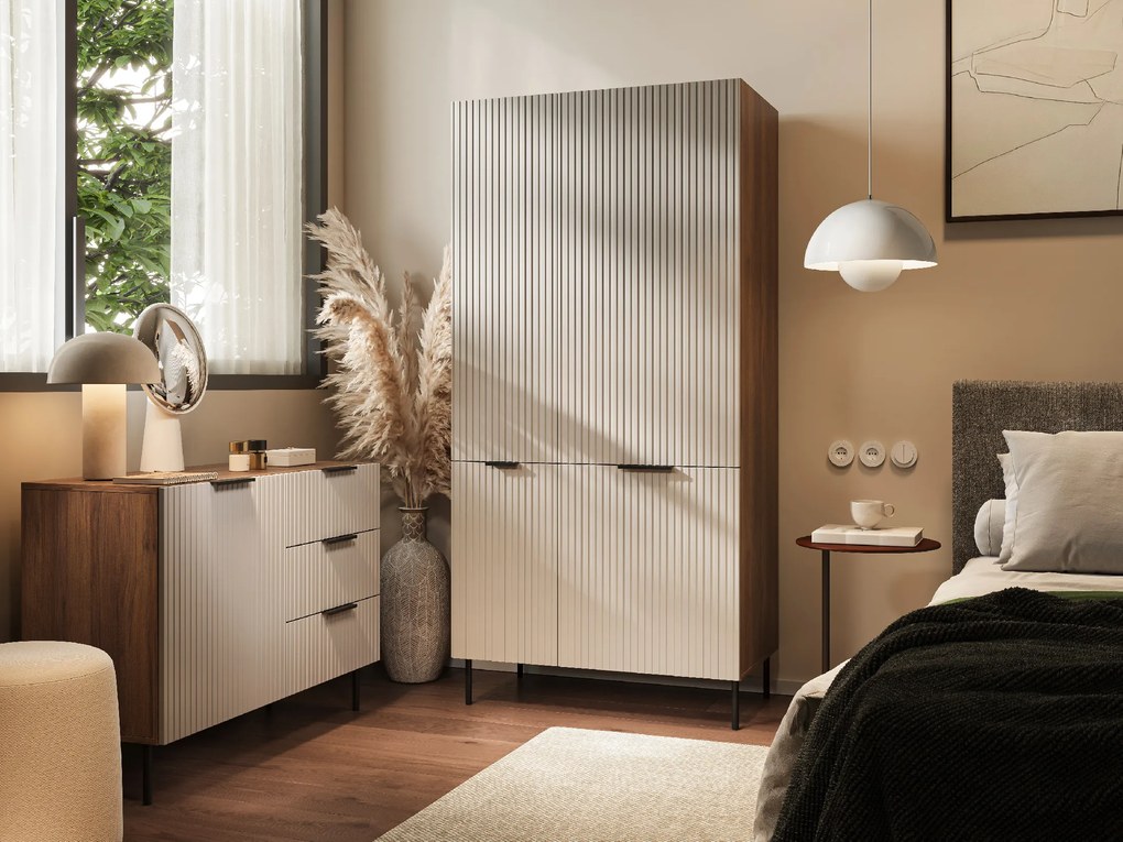 Cama Šatníková skriňa Almera 5 - béžová / orech