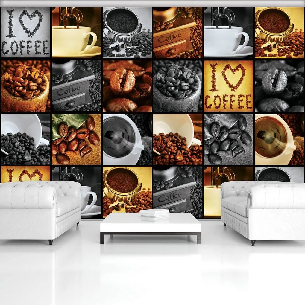 Fototapeta - I Love Coffee - koláž (152,5x104 cm)