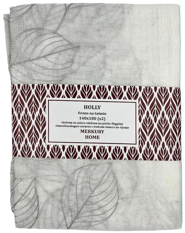 Záclona na páske Holly polyester svetlosivá 140x180 Merkury Home II/22